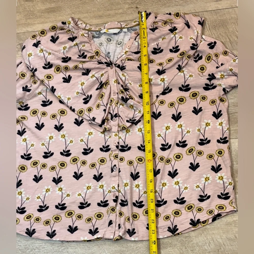 Boden Betsy Floral Sunflower Cotton Ruffled Front Button Top Size 14 - Picture 6 of 7